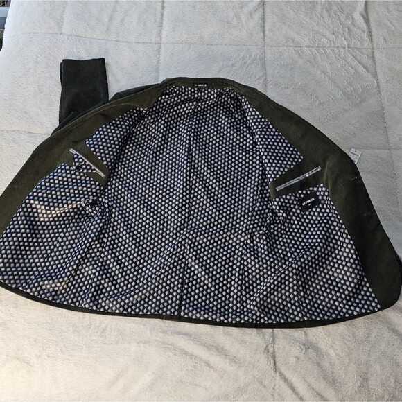 NWT EXPRESS MOSS GREEN SLIM DOUBLE BREASTED CORDUROY SUIT JACKET 44S - Picture 6 of 8